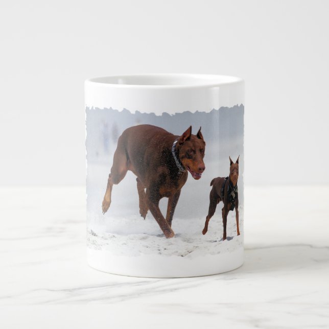 Grande Tasse Doberman et Min Pin - REGARDEZ ! Une Mini-Moi ! (Devant)