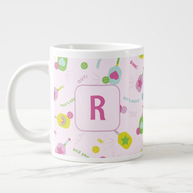 Grande Tasse Don du joueur de Pickleball pour son rose personna (Gauche)
