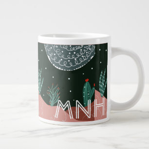 Grande Tasse Doodles botaniques illustrés de Cactus modernes