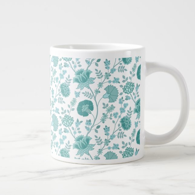 Grande Tasse Dos de motifs floraux jacobéens sur blanc (Droite)