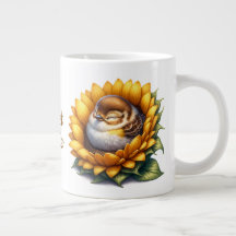 Doux Oiseau Hirondelle Endormie Sur Tournesol