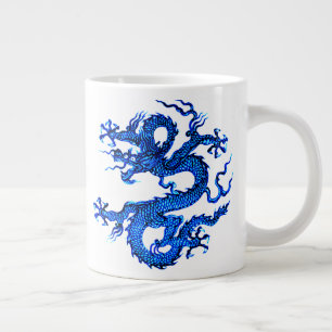 Grande Tasse Dragon chinois, bleu d'Indigo