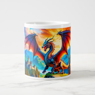 Grande Tasse Dragon Sur La Mug De Café Du Village