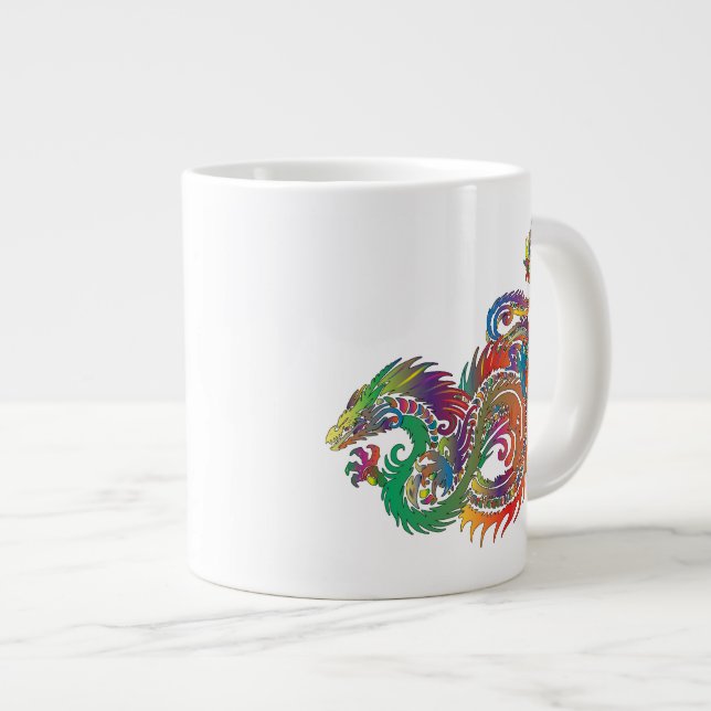 Grande Tasse Dragon tribal coloré (Devant droit)