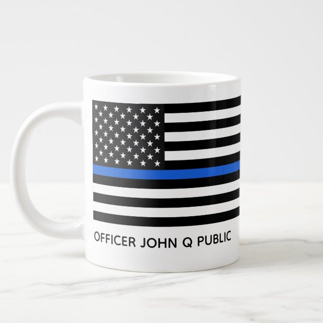 Grande Tasse Drapeau américain de ligne bleue mince personnalis (Gauche)