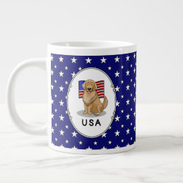Grande Tasse Drapeau américain Golden Retriever Chien Patriotiq