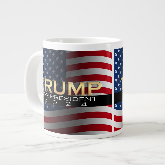 Grande Tasse Drapeau américain Trump 2024 Gold Patriotic (Devant gauche)