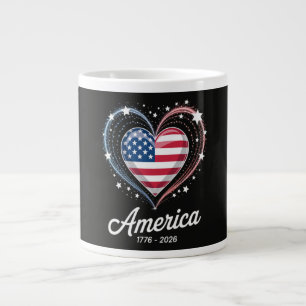 Grande Tasse Drapeau Cœur 1776 2026 4 juillet 250e anniversaire