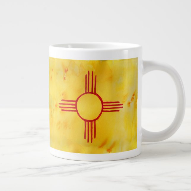 Grande Tasse Drapeau d'aquarelle du Nouveau-Mexique (Droite)