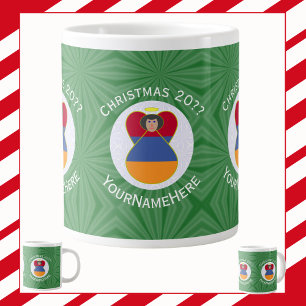 Grande Tasse Drapeau de Noël de l'ange arménien personnalisé