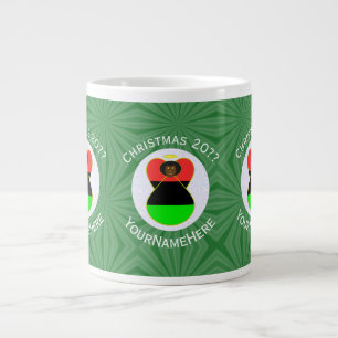 Grande Tasse Drapeau de Noël personnalisé d'ange afro-américain