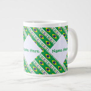Grande Tasse Drapeau du Brésil personnalisé en mosaïque