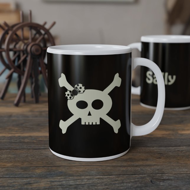 Grande Tasse Drapeau Pirate mignon Grosse Mug Café (It's the perfect way to get yer sea legs in the morning and set sail on a grand coffee adventure.)
