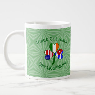 Grande Tasse Drapeaux irlandais cubains USA Trèfle personnalisé