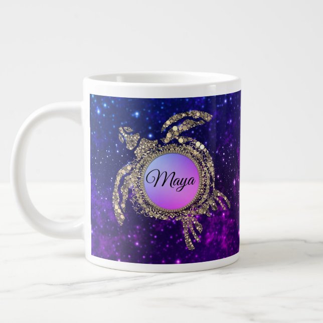 Grande Tasse Dreamy Gold Shimmery Sea Turtle (Gauche)