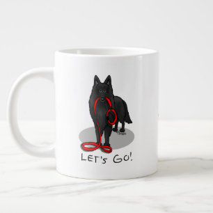 Grande Tasse Drôle Allons-y ! Marcher Berger belge (noir 1)