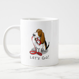 Grande Tasse Drôle Allons-y ! Promener Basset Hound (tri-couleu