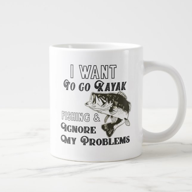 Grande Tasse Drôle Citation de pêche Kayak Mug (Droite)