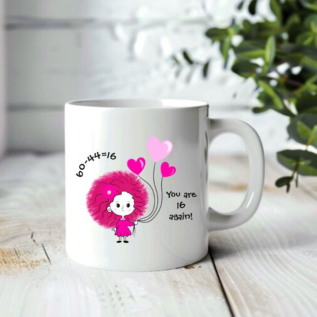 Grande Tasse Drôle dame rose avec ballons (Créateur téléchargé)