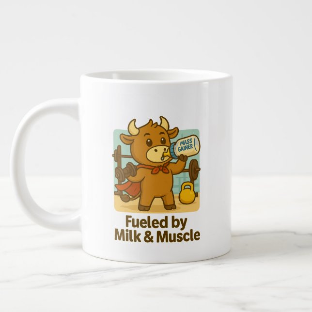 Grande Tasse Drôle Drôle Taureau - Alimenté par le Lait et les  (Gauche)