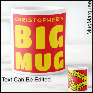 Grande Tasse Drôle Nom personnalisé Big Mug Attention Bande 003