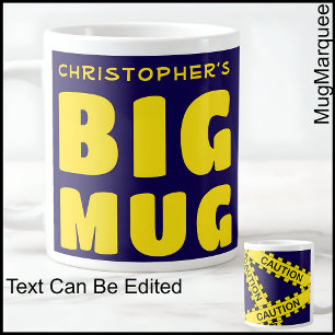 Grande Tasse Drôle Nom personnalisé Big Mug Attention Bande 004