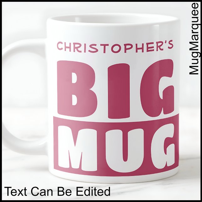 Grande Tasse Drôle Nom personnalisé Texte Deux Tons Rose Grosse (Créateur téléchargé)