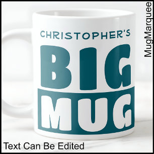 Grande Tasse Drôle Nom personnalisé Texte Deux Tons Turquoise G