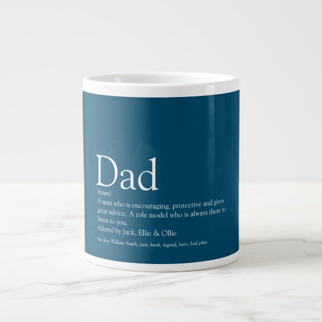 Grande Tasse Drôle Papa Bleu Moderne Définition de Papa (Devant)