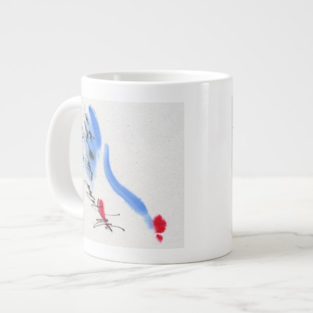 Grande Tasse Du poulet blanc. Calligraphie et aquarelle (Devant gauche)