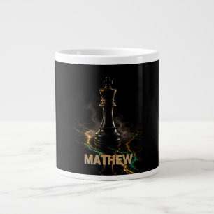 Grande Tasse Échiquier de luxe Roi Émeraude Or Nom personnalisé