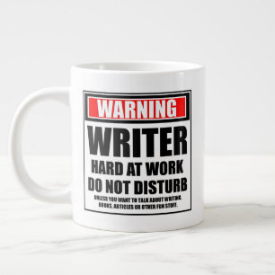 Grande Tasse Écrivain D'Avertissement Dur Au Travail Ne Disturb
