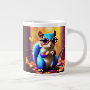 Grande Tasse Écureuil bleu mignon avec lunettes