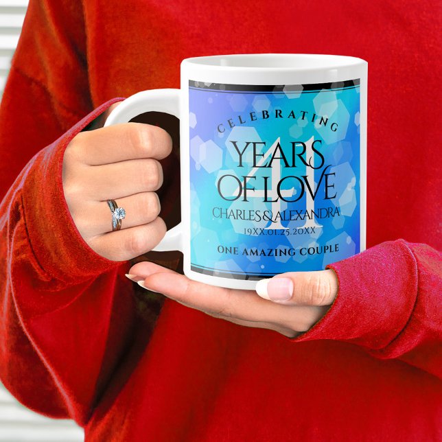 Grande Tasse Élégant 41ème anniversaire Mariage de Topaz Bleu (41st Wedding Anniversary Jumbo Coffee Mug Cover Photo.)