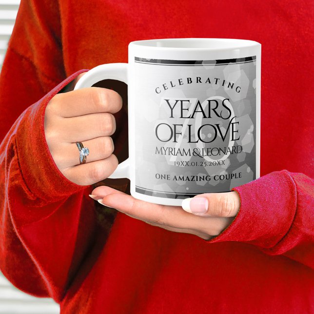 Grande Tasse Élégant 70e anniversaire de Mariage Platinum (70th Wedding Anniversary Jumbo Coffee Mug Cover Photo.)