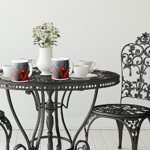 Grande Tasse Elégant Art Déco Or Noir Rouge