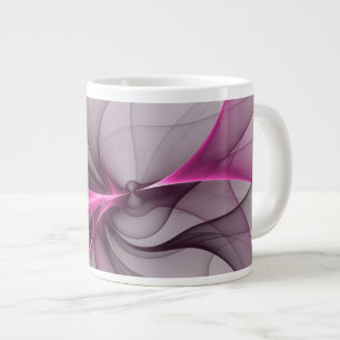 Grande Tasse Elégant Chaos Moderne Abstrait rose Fractal Art