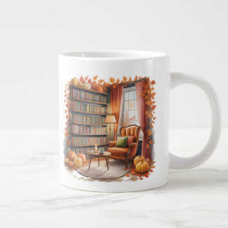 Grande Tasse Elegant Fall Bookshelf Mug — Cozy Curtain