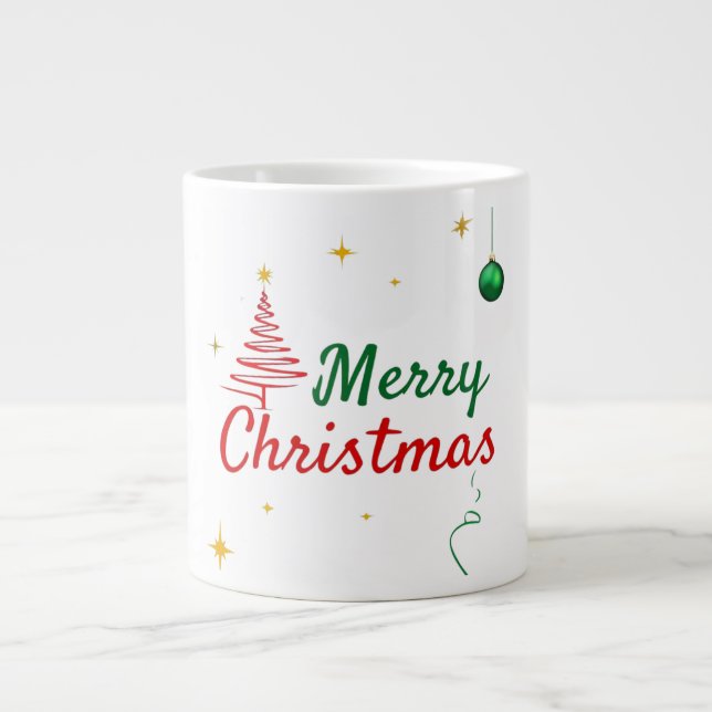 Grande Tasse Elégant Joyeux Noël Arbre de Noël Design de vacanc (Devant)