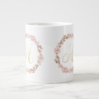 Grande Tasse Élégant Monogramme Floral Lettre A Mug en Céramiqu