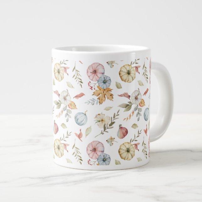 Grande Tasse Elégant Motif d'aquarelle d'automne (Devant droit)