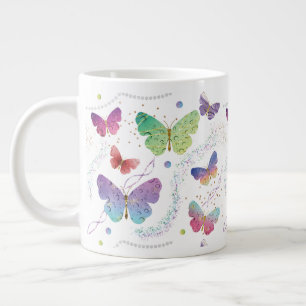 Grande Tasse Élégant Papillons violets et bleus brillants