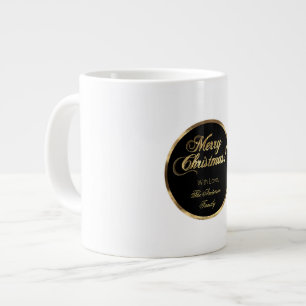 Grande Tasse Élégant Script moderne Noir et Or Noël