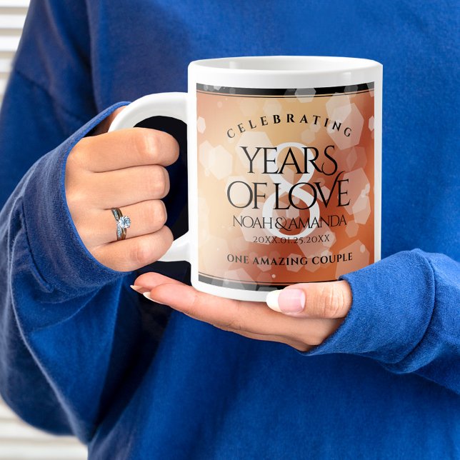 Grande Tasse Élégante 8ème anniversaire du Mariage de bronze (8th Wedding Anniversary Jumbo Coffee Mug Cover Photo.)