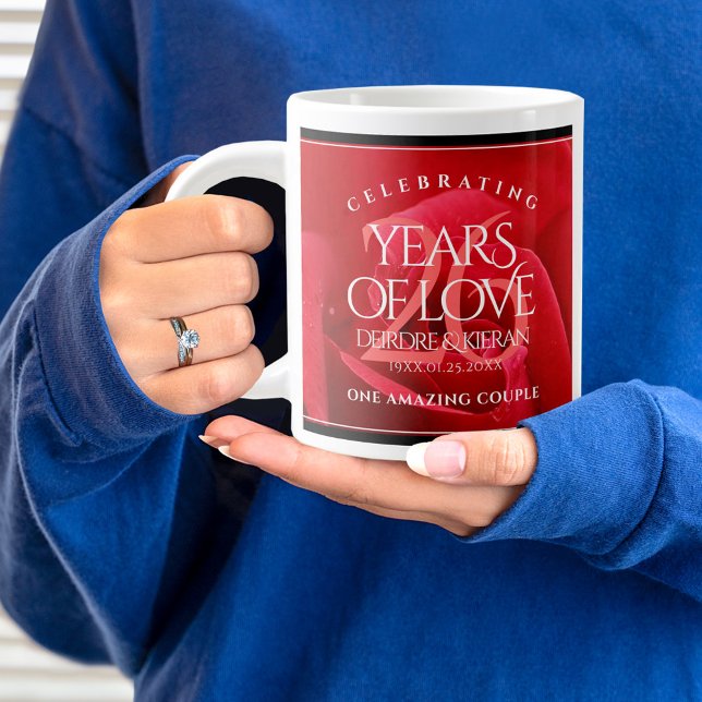 Grande Tasse Élégante fête du 26e anniversaire du Mariage Rose (26th Wedding Anniversary Jumbo Coffee Mug Cover Photo.)
