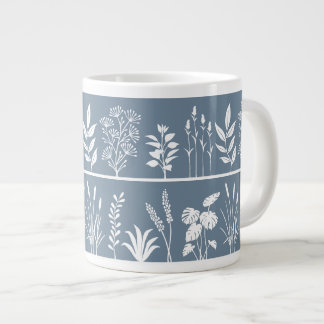 Grande Tasse Élégantes silhouettes botaniques de plantes bleues