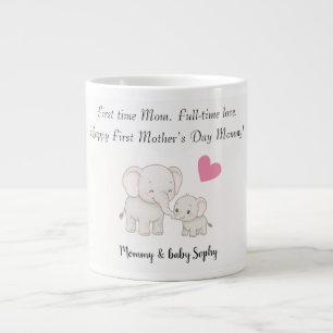 Grande Tasse Eléphant avec coeur - bébé et mère personnalisé -