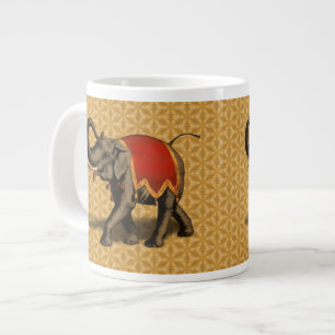 Grande Tasse Éléphant indien avec linge rouge