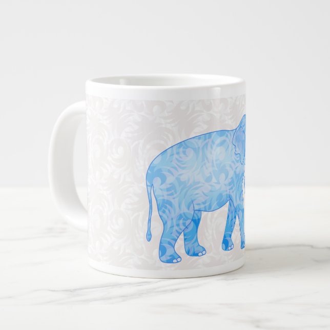 Grande Tasse Éléphant indien bleu de motif (Devant gauche)