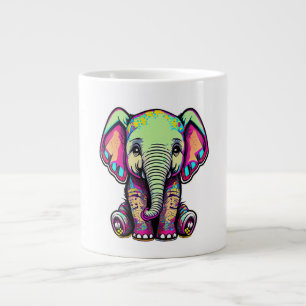 Grande Tasse Eléphant mignon assis illustration numérique
